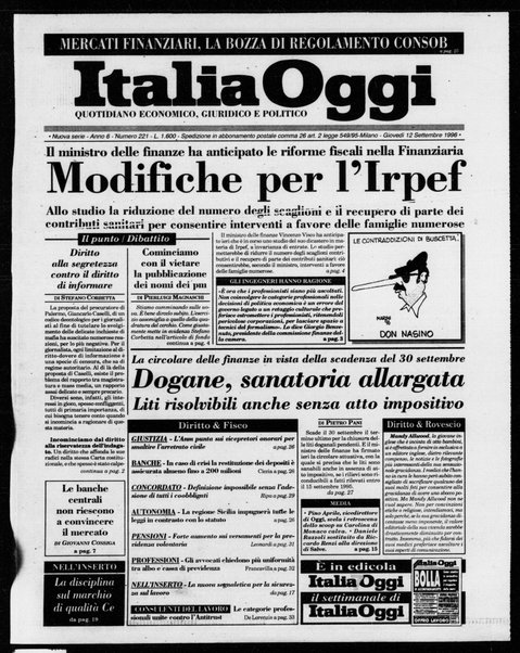 Italia oggi : quotidiano di economia finanza e politica